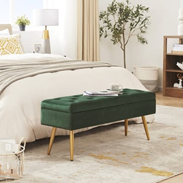 Gitrah Velvet Storage Bench Stylish Entryway Ottoman