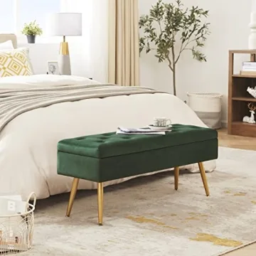 Gitrah Velvet Storage Bench Stylish Entryway Ottoman