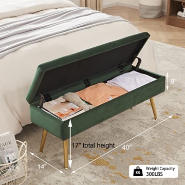 Gitrah Velvet Storage Bench Stylish Entryway Ottoman
