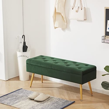 Gitrah Velvet Storage Bench Stylish Entryway Ottoman
