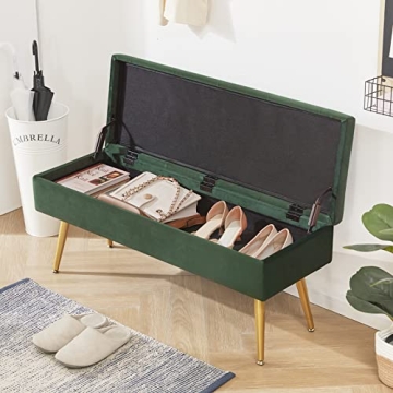 Gitrah Velvet Storage Bench Stylish Entryway Ottoman