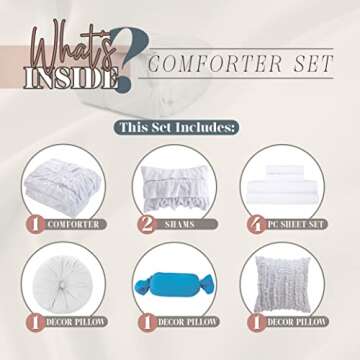 Elegant Comfort 10-Piece Multi-Ruffle Bed Set for All Seasons