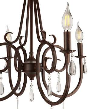 Elegant Rustic Chandelier with Crystal Beads for Home Decor