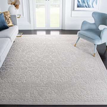SAFAVIEH Reflection Collection Area Rug - 9' x 12', Creme & Ivory, Non-Shedding & Easy Care, Ideal f...