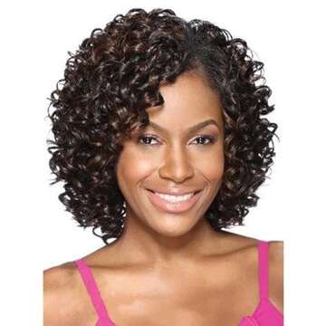 GNIMEGIL Short Curly Afro Wigs for Black Women Side Bangs Synthetic Wigs Kinky Afro Curly Wig Natura...