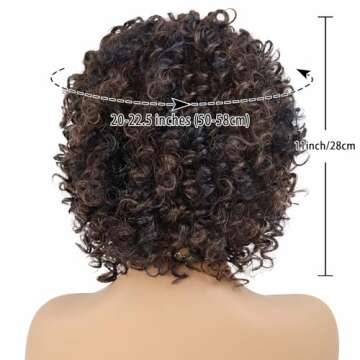 GNIMEGIL Short Curly Afro Wigs for Black Women Side Bangs Synthetic Wigs Kinky Afro Curly Wig Natural African American Hairstyles Full Hair Glueless Wig
