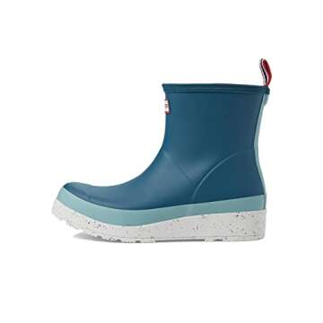 Hunter Play Short Speckle Sole Wellington Boots Opaline Blue/Birdseye Blue 6 M