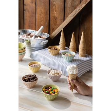 Now Designs Stoneware Sundae Bowls Set of 6 for Ice Cream