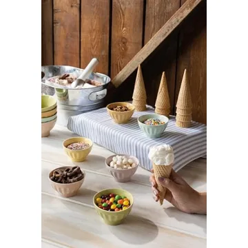 Now Designs Stoneware Sundae Bowls Set of 6 for Ice Cream