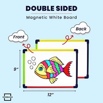 Small White Board Dry Erase Board for Kids Portable 9"x12" Lapboard Travel Drawing Magnetic Mini Whiteboard for Students Teachers School Supplies Small Dry Erase Board for Kids 4 Markers Included