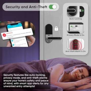 Keyless-Entry Fingerprint Digital Smart Lock: Wi-Fi Electronic Door Lock with Code Passcode, Electric Door Knob, Biometric Door Handle (Silver, Lock + Wi-Fi Gateway)