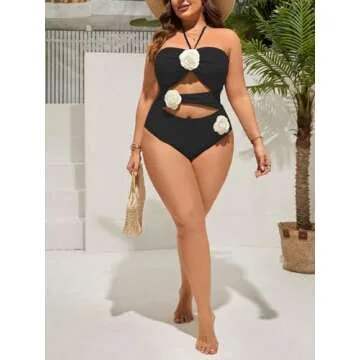 Plus Size 3D Flower One Piece Swimsuit - BEAUDRM