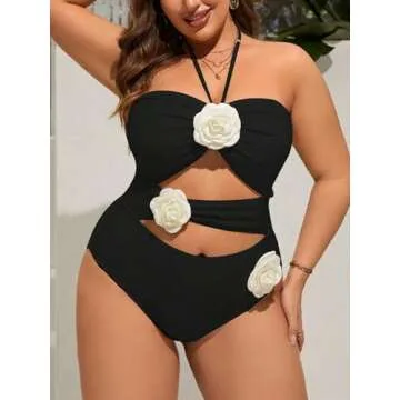 Plus Size 3D Flower One Piece Swimsuit - BEAUDRM