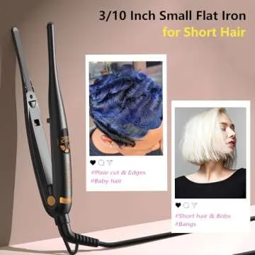 ORYNNE 3/10'' Small Flat Irons for Short Hair Pixie Cut, 5s Ultra Fast Heat Up Tiny Pencil Flat Iron...