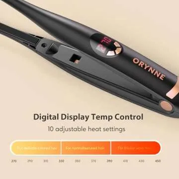 ORYNNE 3/10'' Small Flat Irons for Short Hair Pixie Cut, 5s Ultra Fast Heat Up Tiny Pencil Flat Iron, Ionic Mini Edge Flat Iron, Skinny Thin Straightener Champagne Gold