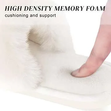 Parlovable Women's Faux Fur Slippers Fuzzy Flat Spa Fluffy Open Toe House Shoes Indoor Outdoor Slip on Memory Foam Slide Sandals Cream 9-10