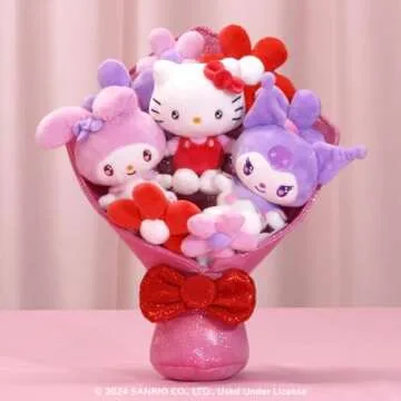 Hello Kitty and Friends - 12-inch Plush Valentine’s Bouquet - 9 Plush Included - Officially Licensed Sanrio product from Jazwares
