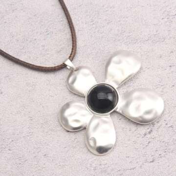 Joymiao Bohemian Flower Pendant Necklace for Women