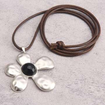 Joymiao Bohemian Flower Pendant Necklace for Women