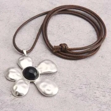 Joymiao Bohemian Flower Pendant Necklace for Women