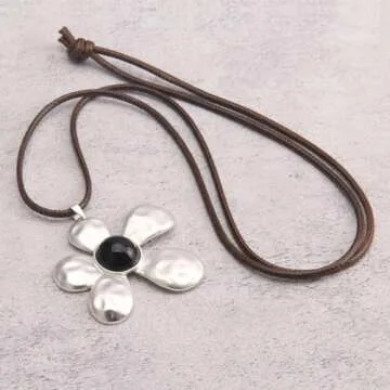 Joymiao Bohemian Flower Pendant Necklace for Women