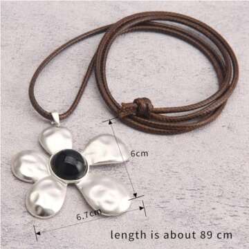 Joymiao Bohemian Flower Pendant Necklace for Women