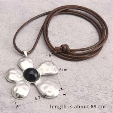 Joymiao Bohemian Flower Pendant Necklace for Women