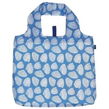 rockflowerpaper Reusable Grocery Bags for Shopping - Clamshells Blue Pattern Blu Bag - Machine Washa...