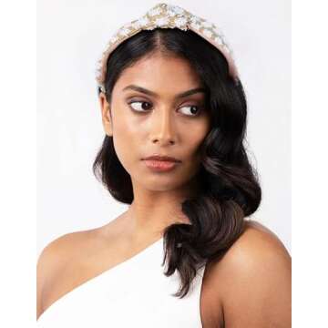 FEDANS Knotted Wide Headbands for Women Turban Hairband Elastic Summer White Plaid Fashion Holiday Spring Gift Hair Accessories