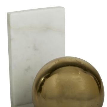 CosmoLiving Marble Decorative Bookends - Elegant Gold Accents
