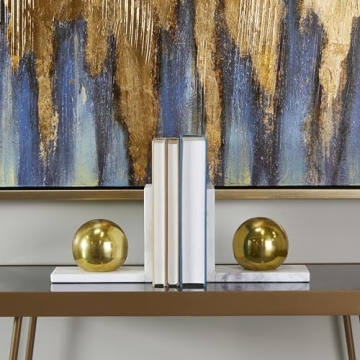 CosmoLiving Marble Decorative Bookends - Elegant Gold Accents