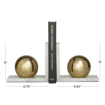 CosmoLiving Marble Decorative Bookends - Elegant Gold Accents