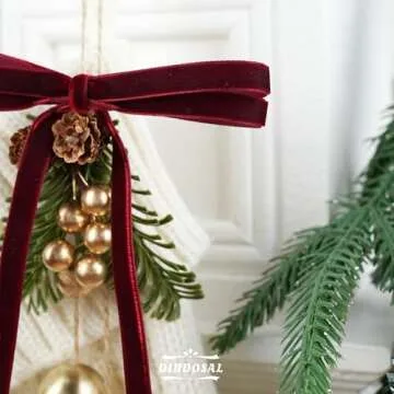 DINDOSAL Burgundy Velvet Ribbon 3/8 Inch Single Face Thin Velvet Ribbon for Gift Wrapping, Maroon Ribbon for Christmas Decoration, Wedding, Ribbon for Hair Bows, Choker, Cafts, Bouquet - 25 Yards