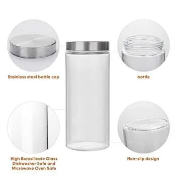 Flrolove Glass Kitchen Storage Canister Jars Set of 3