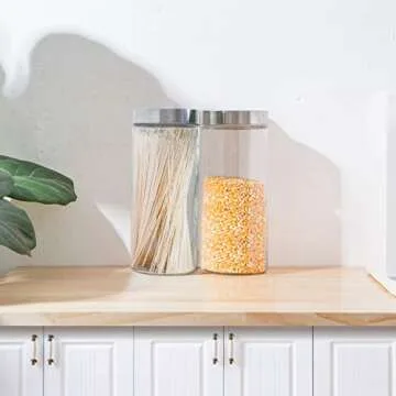 Flrolove Glass Kitchen Storage Canister Jars Set of 3