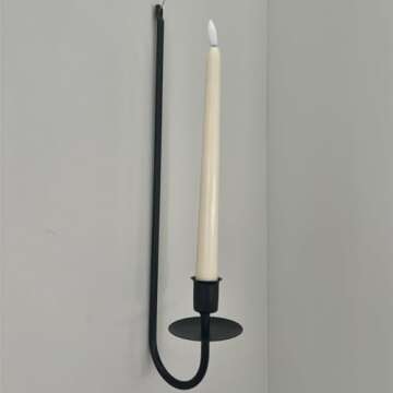 WHSLILR Metal Wall Candle Sconces Holder - Modern Candle Sconces Wall Decor Set of 2, Hanging Wall Candle Holder for Fireplace Hallway Living Room Farmhouse Stairway Wall Decor, Black