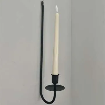 WHSLILR Metal Wall Candle Sconces Holder - Modern Candle Sconces Wall Decor Set of 2, Hanging Wall Candle Holder for Fireplace Hallway Living Room Farmhouse Stairway Wall Decor, Black