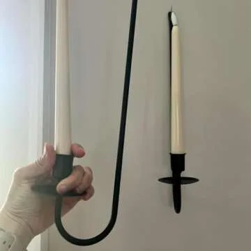 WHSLILR Metal Wall Candle Sconces Holder - Modern Candle Sconces Wall Decor Set of 2, Hanging Wall Candle Holder for Fireplace Hallway Living Room Farmhouse Stairway Wall Decor, Black