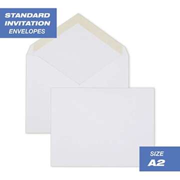 Mead Standard A2 Invitation Envelopes, Gummed Closure, 4-3/8" X 5-3/4", Premium 24-lb Paper, White, 100 per Box (CO198)
