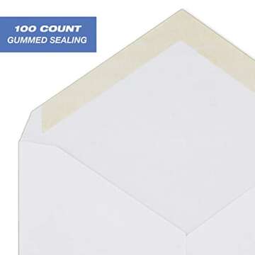 Mead Standard A2 Invitation Envelopes, Gummed Closure, 4-3/8" X 5-3/4", Premium 24-lb Paper, White, 100 per Box (CO198)