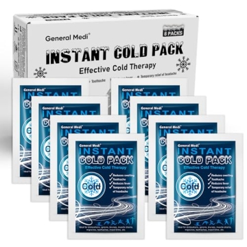 General Medi Instant Ice Cold Pack (4”x 5.5”) – 8 Packs Disposable Cold Therapy Ice Packs for ...