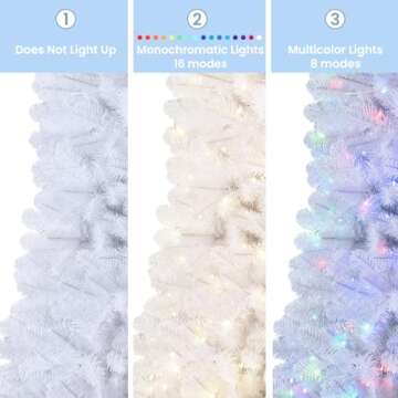 SHareconn 6ft Prelit Premium Artificial Hinged Full Christmas Tree with 250 Multi-Color Changing RGB Lights, 952 PVC Branch Tips, Remote Control Pre-Lit Tree for Xmas Decoration, White