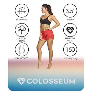 COLOSSEUM Active Women's Simone Cotton Blend Yoga and Running Short (Red, Medium)