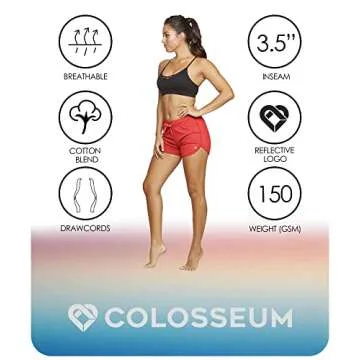 COLOSSEUM Active Women's Simone Cotton Blend Yoga and Running Short (Red, Medium)