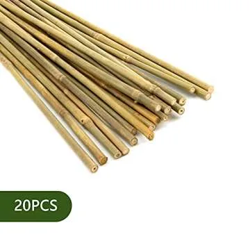 Pllieay 20 Pieces 18 inch Bamboo Stakes Natural Bamboo Sticks Bamboo Plant Stakes for Indoor and Outdoor Plants, Plant Support Stakes for Tomato Support, Beans, Potted Plants, Mini Trees