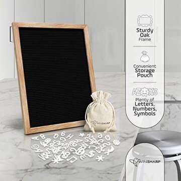 Large Changeable Felt Letter Board For Classroom With 510 Letters, Numbers, Symbols, Emojis, Punctuation 12" x 16" Large Black Letter Word Board Sign New Baby Announcement Felt Board