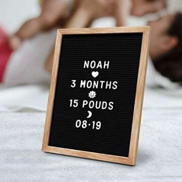 Large Changeable Felt Letter Board For Classroom With 510 Letters, Numbers, Symbols, Emojis, Punctuation 12" x 16" Large Black Letter Word Board Sign New Baby Announcement Felt Board