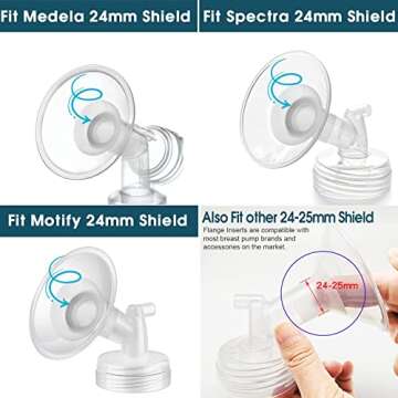 Begical Flange Inserts 22mm for Medela/Spectra/tsrete/momcozy/Elvie/Motif Luna/Ameda MYA Breastpump 24mm Breast Shields. Reduce 24mm Nipple Tunnel Down to 22mm