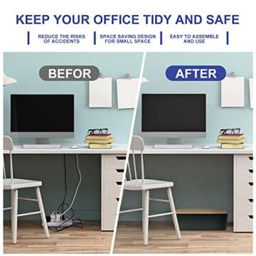 Cable Management Box - Wooden Style Large Cord Organizer Box to Hide Wires & Power Strips | Desk Computer Cable Organizer Box | Safe ABS Material |16" (L) x 6.2" (W) 5.3" (H)|for Home & Office - Black