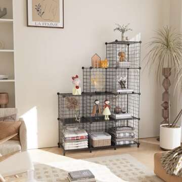 AWTATOS Wire Cube Storage Organizer, Closet Organizers and Storage, Metal 9 Cube Storage Shelves Bookshelf, Portable Closet Clothes Organizer for Bedroom, Home, Office, Black